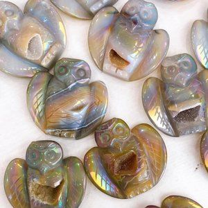 Druzy Aura  Agate Owl